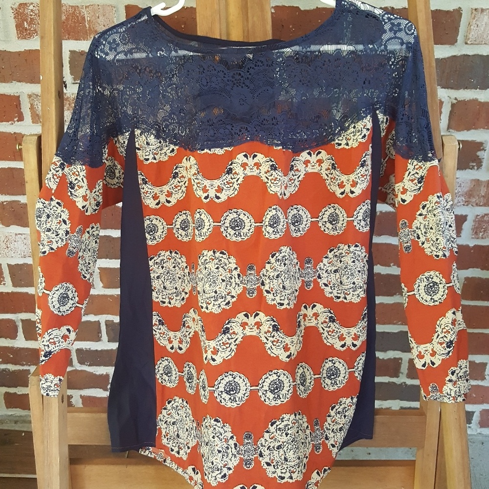 Never worn, design sheer Kut blouse with lace